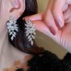Silver Needle Diamond Water Drop Tassel Earrings - Elegant Court Style, Versatile & Luxurious Design.