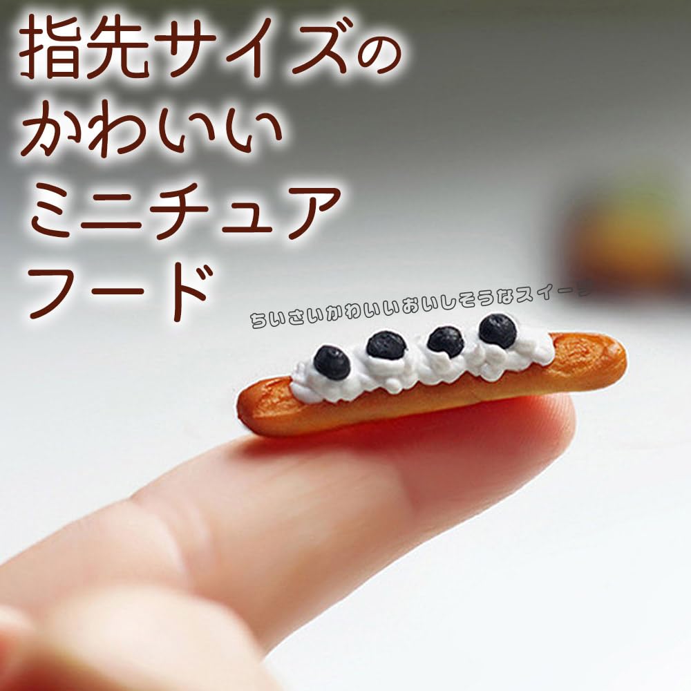 Moin Moin Miniature Sweets Set (5 Pieces) + Plate + Wooden Tray + Silver Cutlery Set (2 Sets)  16 112 Scale Cafe Bread Realistic Desserts with