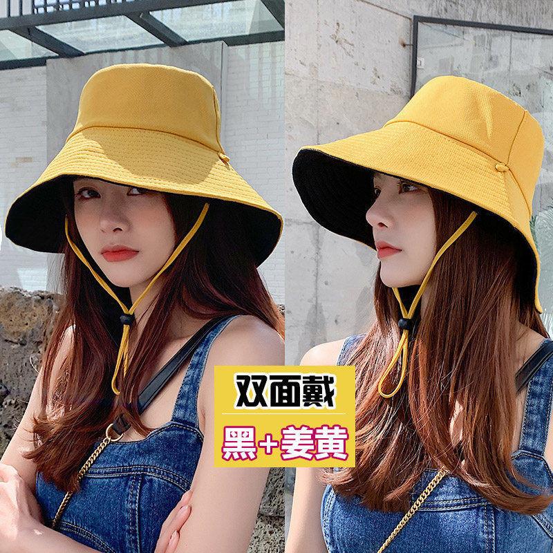 Fisherman's Hat Children's Spring and Autumn Outdoor Big Eaves Sunscreen Hat Versatile Double-sided Solid Color Foldable Sun Hat