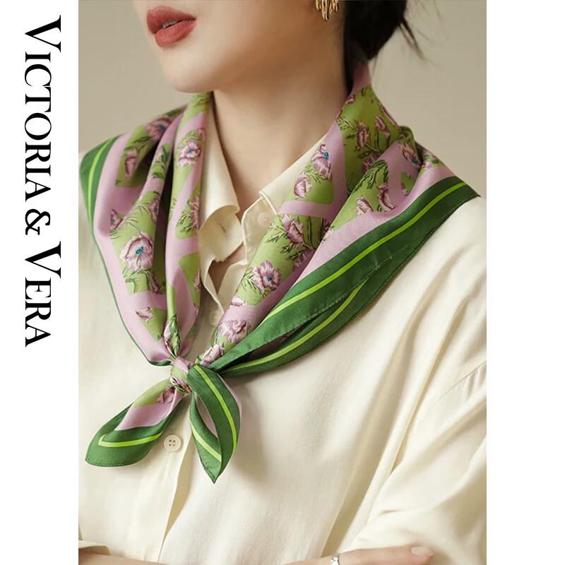 VICTORIA&VERA Floral Mulberry Silk Scarf