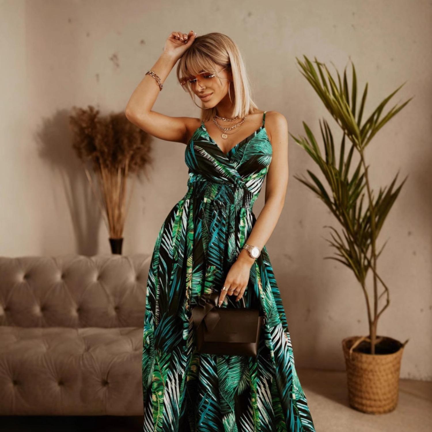 

2025 Новое женское модное элегантное платье весна-лето с принтом, тонкая талия, тренд, свободное и удобное платье XXL