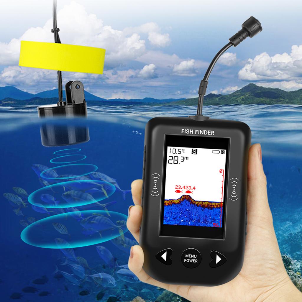Sonar Fish Finder Handheld Fish Detector Transducer with LCD Display Portable Boat Kayak Night Fishing Depth Finder Maximum 100M