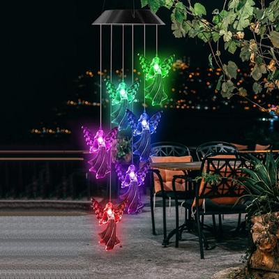 Solar Light Wind Chimes Multicolour Gradient Waterproof Create Atmosphere Hanging Pendant Outdoor Decoration