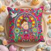 Cartoon Virgin Mary Art Cushion Cover Home & Car Multi-Scene Pillow Cover - Reversible, Soft & Durable for Daily Use