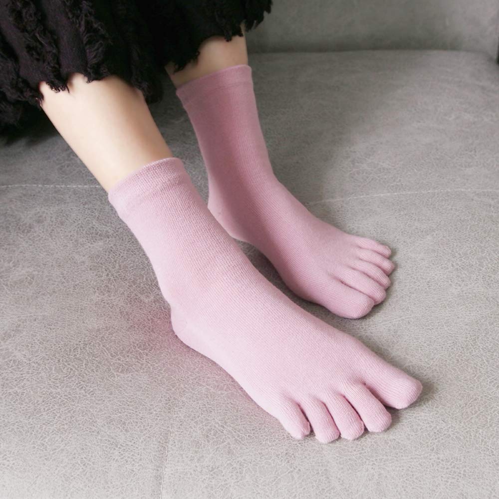 Prevents Free Ankle Socks for Suitable for All Set of Pairs [Hsy-red] Women's Five-Toe Socks, Athlete's Foot, Breathable, Anti-Odor, Size, Length,