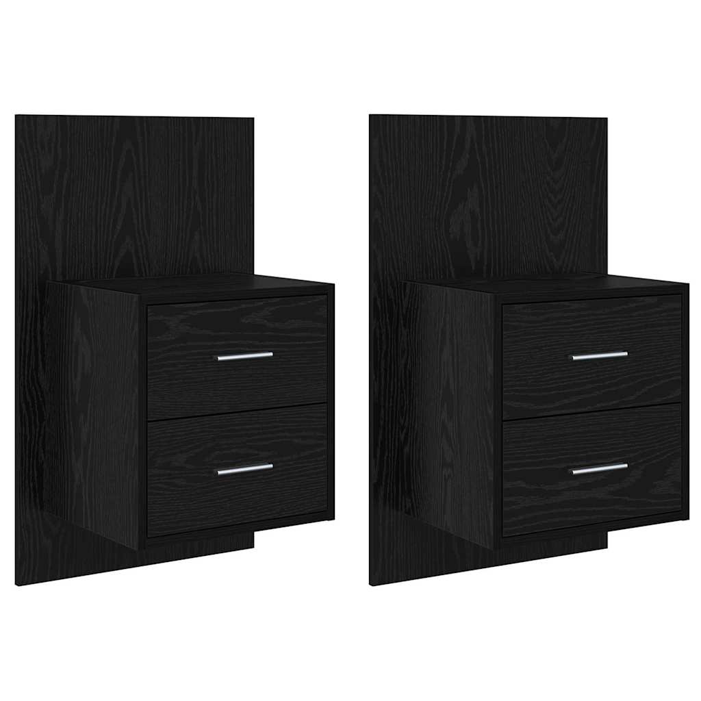 Wall Mounted Nightstand 2 Pcs Black Oak Effect