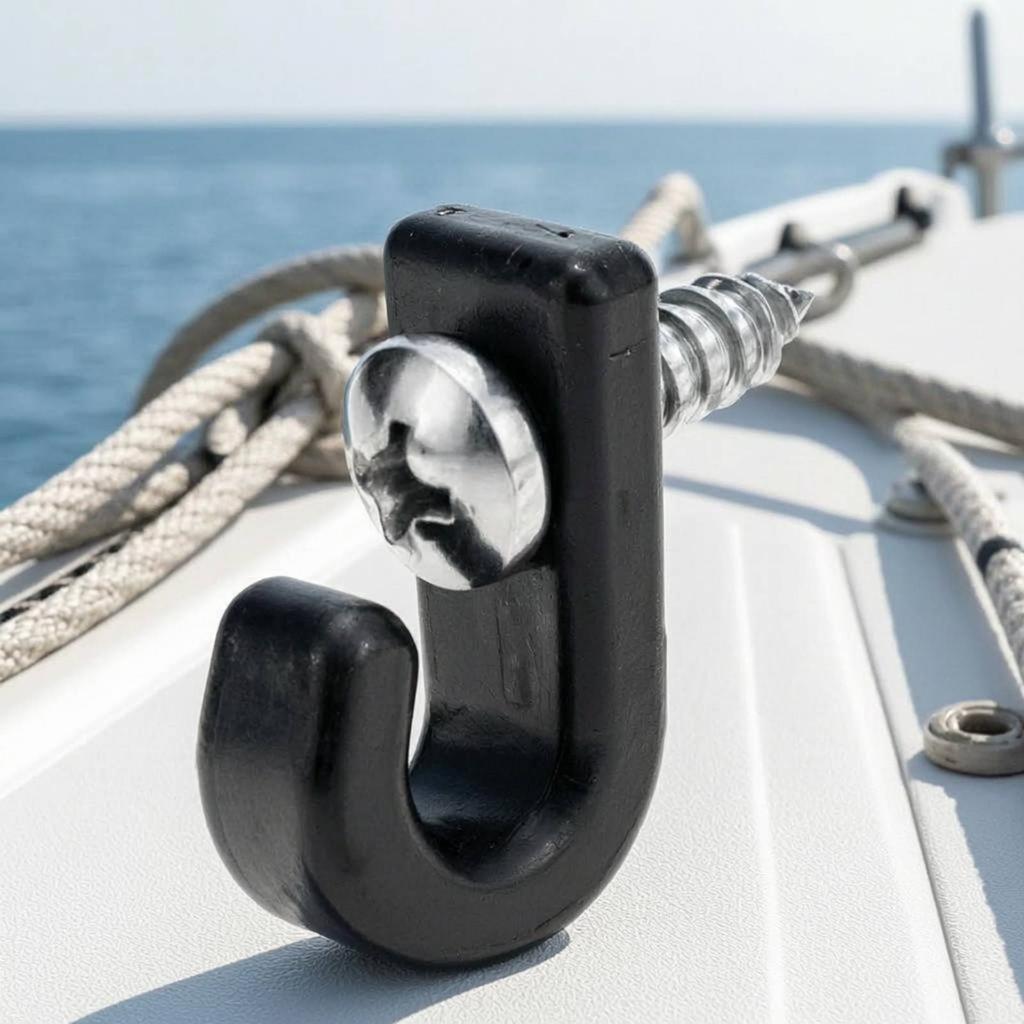Kayak J-Shaped Hook Long-Lasting Abs Material Boat Deck Fastening Hook Kayak Rigging Kit High Wear Durability Boating Hardware