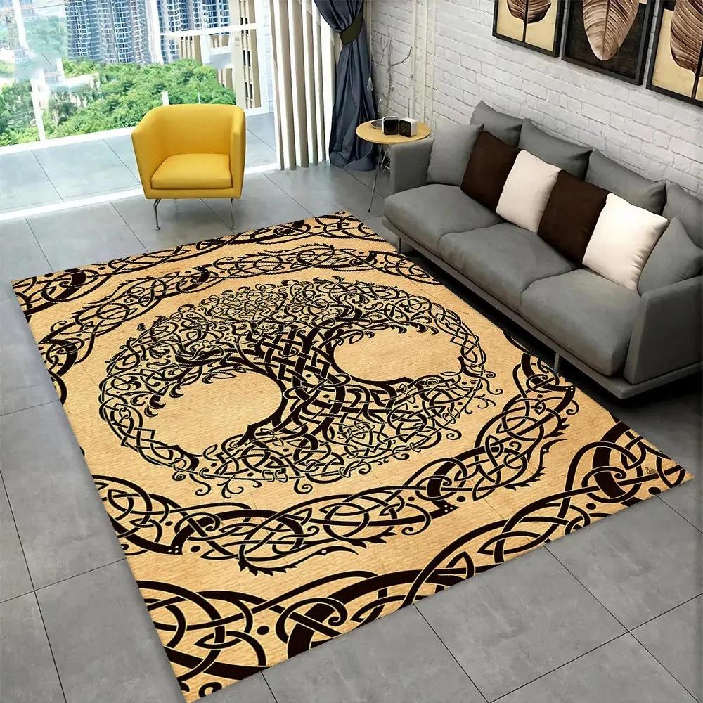 Nordic Viking Mythology Odin Valhalla Carpet Rug for Home Living Room Bedroom Sofa Doormat Decor,kid Area Rug Non-slip Floor Mat