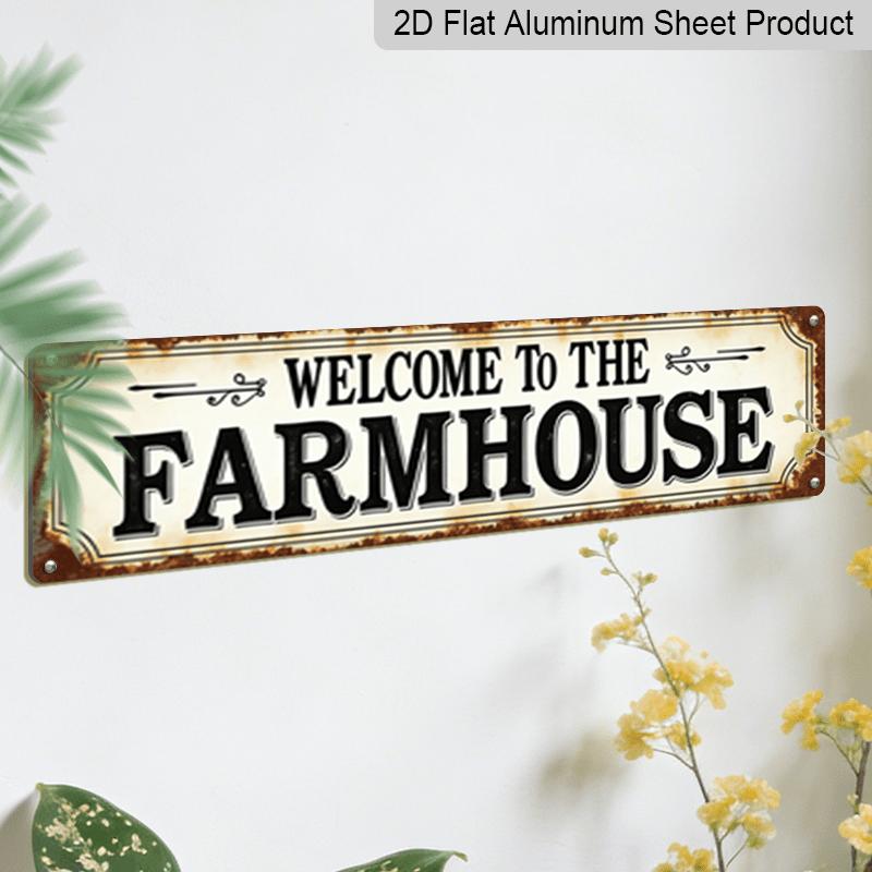 2D Flat 1pc, 15.7×3.94inch Classic Metal Farmhouse Sign, Aluminum Decorative Sign, Rustic Wall Decoration for Country Homes, Versatile Use