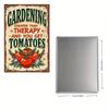 Vintage Tomato Metal Sign 8x12, Rustic Green Brown Gardening Tools Tin Plaque, Funny Garden Quote Wall Art Decor