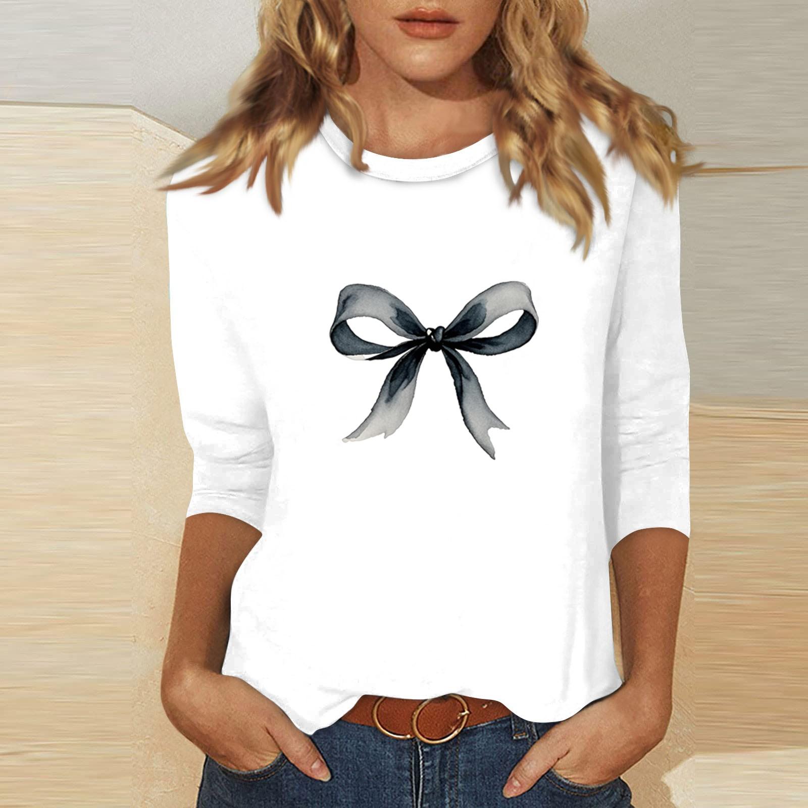 

Женский топ с принтом и круглым вырезом, рукавом 3/4 XL белый