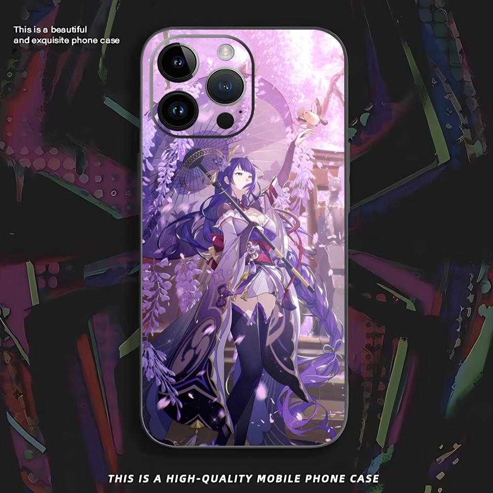 Genshin Impact Raiden Shogun Phone Case For iPhone 17 16 E 15 14 13 12 11 XS XR Plus Mini Pro Max Soft Black Shockproof Cover