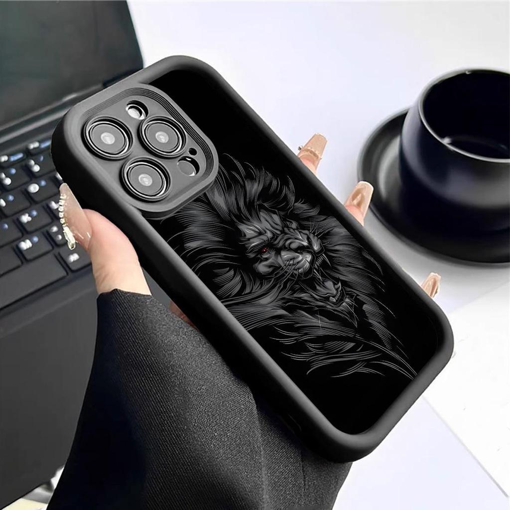 Głowa Lwa Kamień Piaskowy Schody Oko Nieba Czarny Etui Ochronne na iPhone'a 15/16/17
