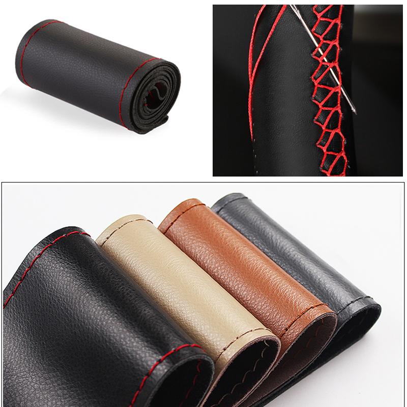 Non-slip Car Steering Wheel Cover Diameter 38cm Soft Leather Braid On the Steering Wheel Cover of Car Interior