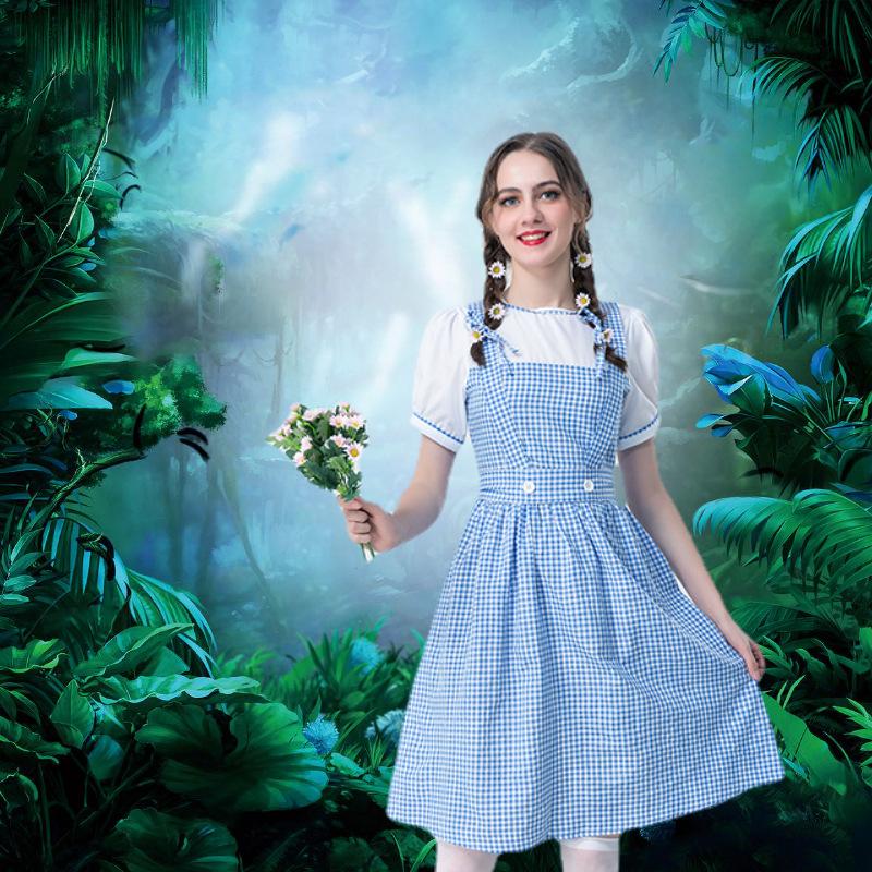 Dorothy Cos Princess Dress Costume Light Blue Checked Dress The Wizard of Oz XL синий