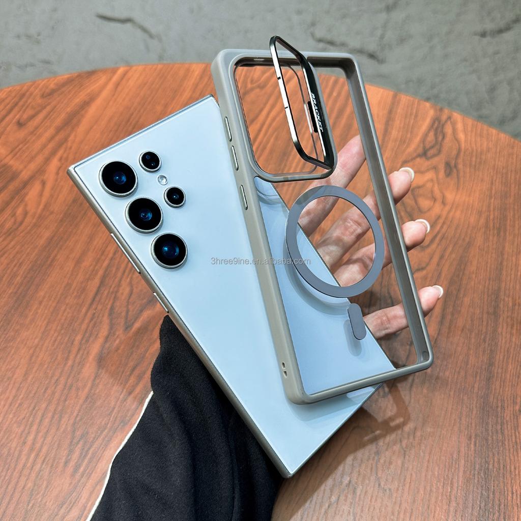 Transparent Anti-Fall Acrylic TPU Phone Case with Luxury Magnetic Metal Lens Holder Case for Samsung S26Ultra S26Plus S26