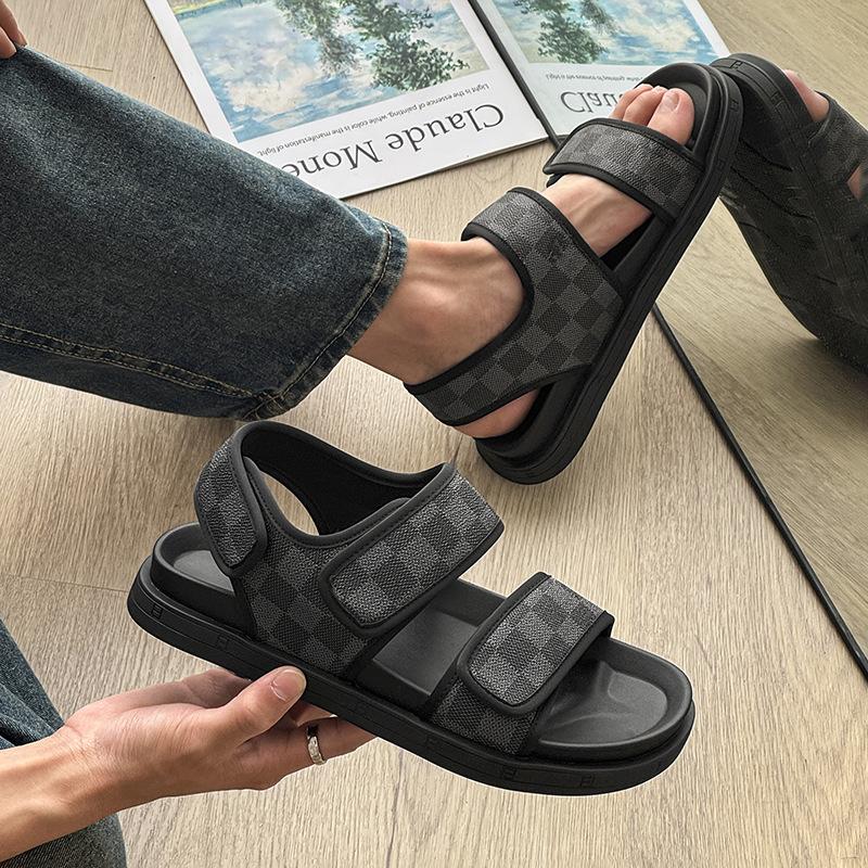 

New trend Internet celebrity slippers popular summer versatile breathable fashion sandals outside wearing beach shoes 371275-J 44 чёрный