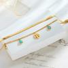 Fashionable Niche Retro High-end Light Luxury Turquoise Tree of Life Round Pendant Double-layer Titanium Steel Bracelet