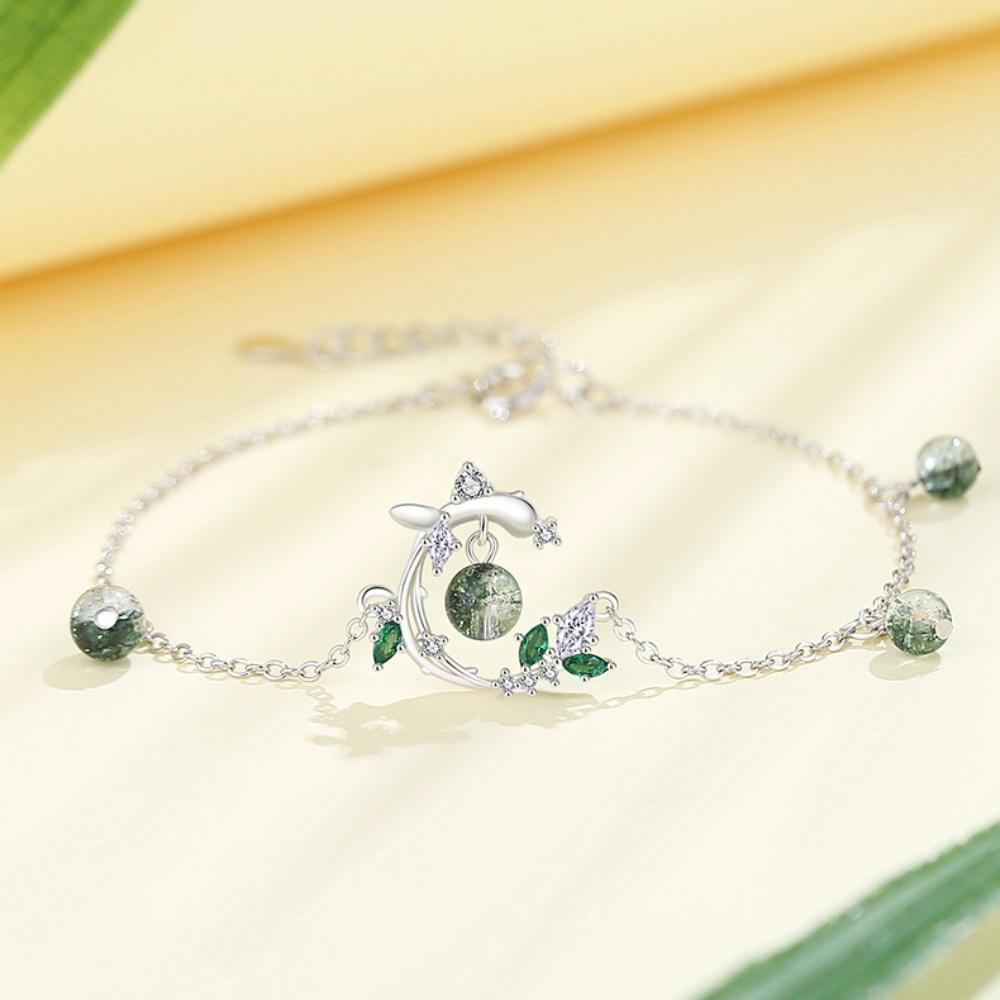 

Браслет из натурального мохового агата из стерлингового серебра 925 пробы, летние ювелирные изделия высшего качества зелёный