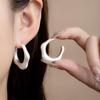 Silver Needle Geometric Heart Hoop Earrings - Retro & High-End Style for a Bold Look