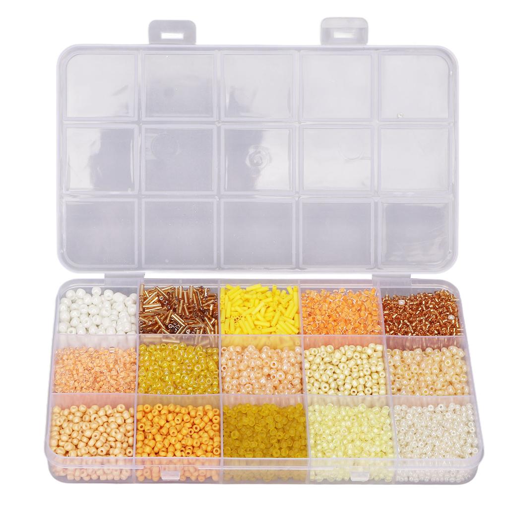 Glass Seed Beads 15 Compartments Sorted Storage Plastic Box Packaging Jewelry Making Beads for DIY Handicraft Projects