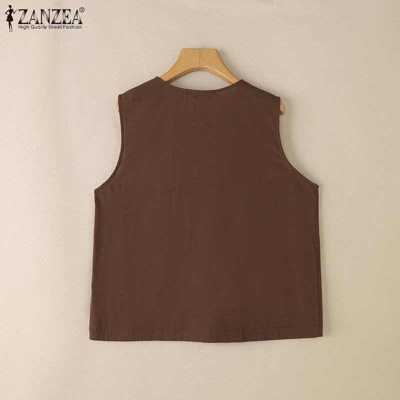 ZANZEA Women Casual Round Neck Summer Sleeveless Tank Tops
