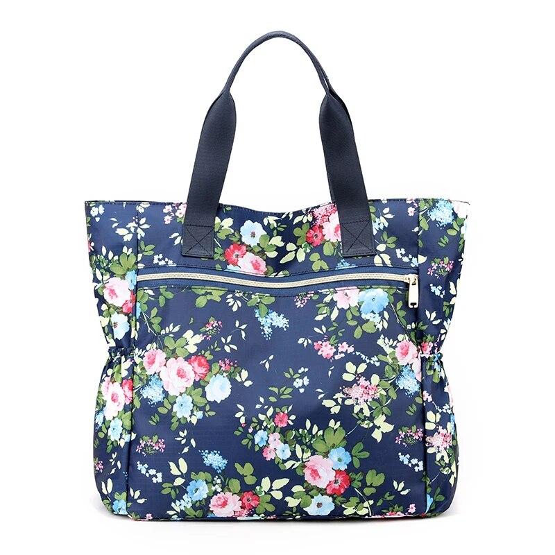Große Tasche mit Henkel, Damen-Umhängetasche, leichte Damentasche, Nylon-Handtaschen, Blumenmuster, Tragetaschen, Strand-Bolsa Feminina
