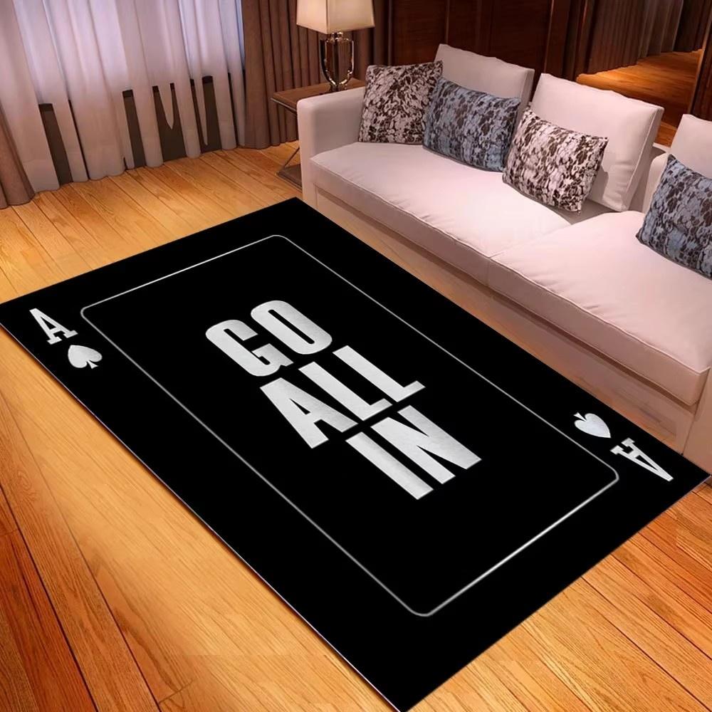 Kupa Ası Poker Kartı Desenli Halı Oturma Odası İçin Kaymaz Yatak Odası Yatak Kenarı Kanepe Alan Halısı Yumuşak İç Mekan Yer Paspası Ev Dekorasyonu