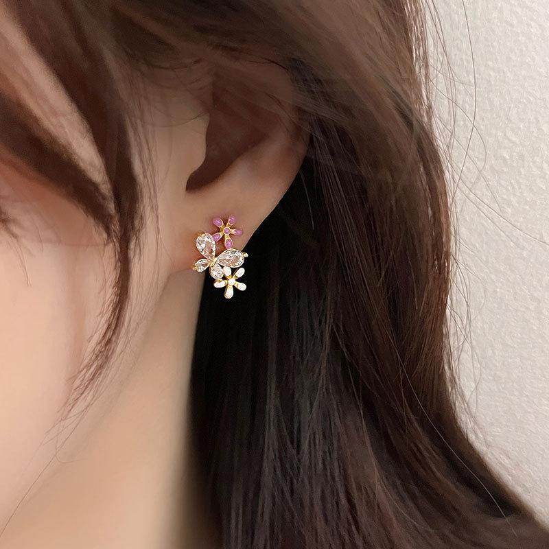Summer Flower Language Flower Earrings for Women with High-end Niche Design and Exquisite Temperament