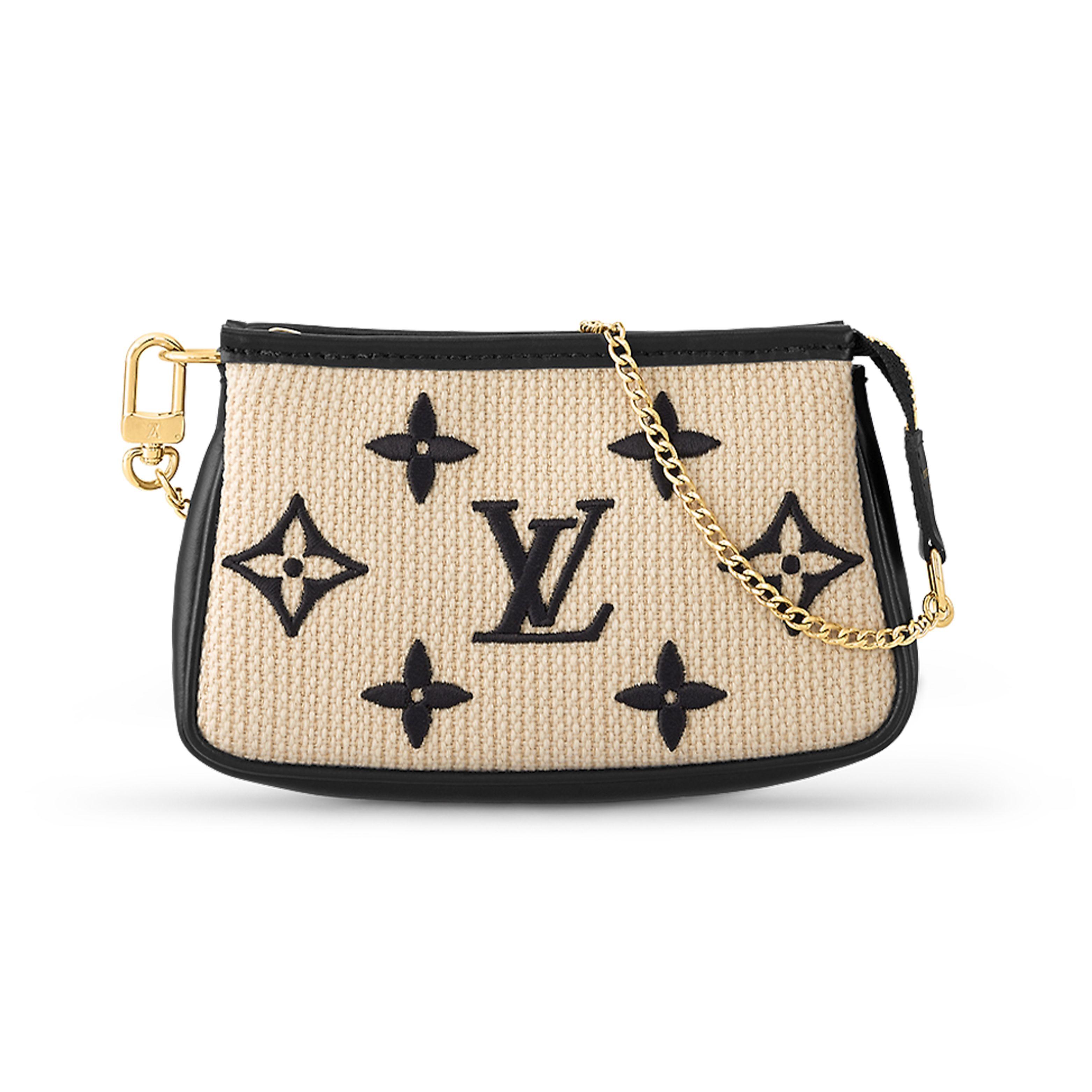 

Louis Vuitton Pochette Accessoires Summer Limited Watercolor Collection Letter Print Chain Cotton Clutch Mini Women Clutch Black Natural M82472 Shopping Bag Set(Basic Set+Shopping Bag)