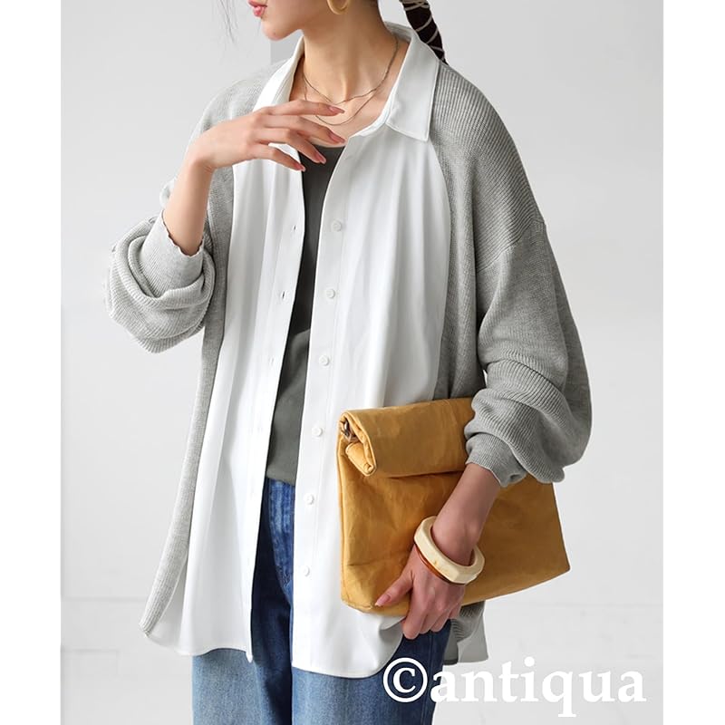 [antiqua] [Antica] cămașă tricotată cu aplicații pentru femei PK-01268 Mărime unică 03 alb