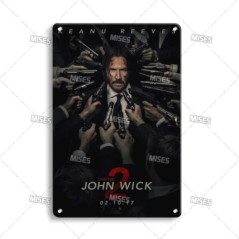 MISES Old Vintage Poster Metal Tin Sign American Thriller Crime Movie John Wick Metal Sign Bar Home Metal Poster Wall Decor Sign 20x30cm(7.8x11.8inch)