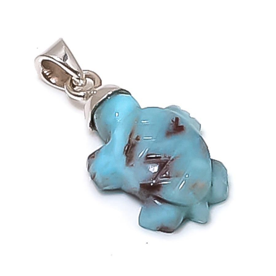 

Natural Larimar Gemstone Handmade 925 Sterling Silver Jewelry Pendant 1.06 s4v95