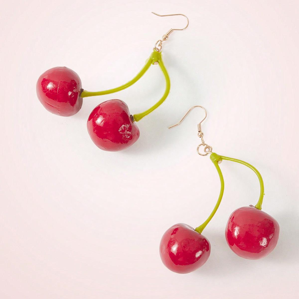 Adjustable Cherry Foam Earrings: Cute, Sweet, and Versatile красный