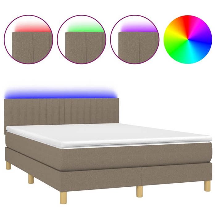 Maison Exclusive - Sommier à lattes de lit avec matelas LED Taupe 140x200 cm Tissu