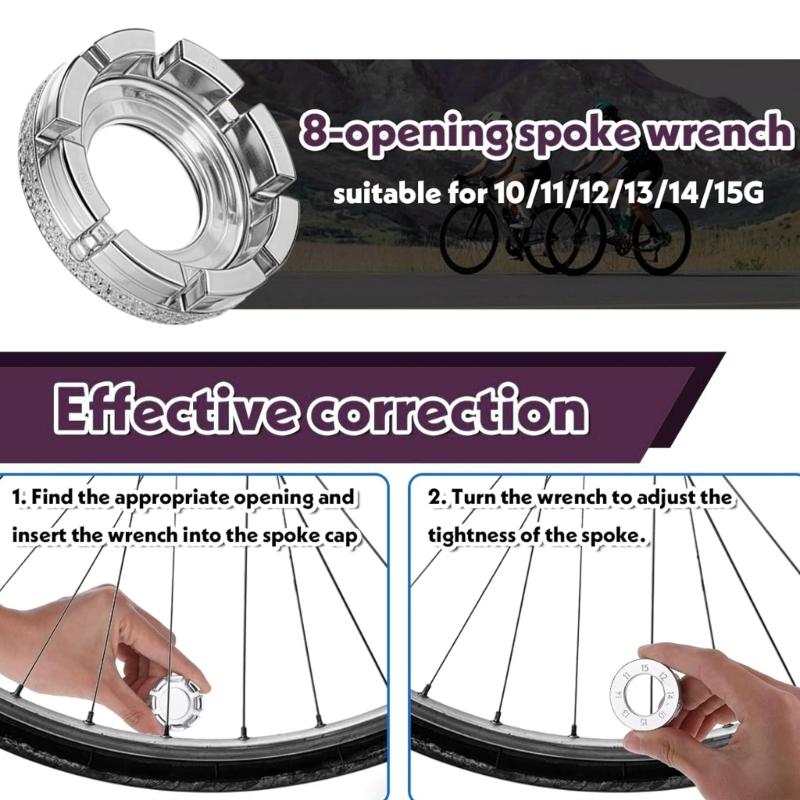 Bicycles Spoke Wrench Portable Bike Spoke Adjustment Tool Tire Lever Cycling Pocket Tool Bicycles Rims Truing Tool