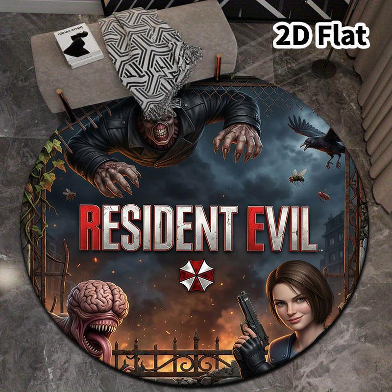 שטיח עגול Resident Evil שטיח לסלון חדר שינה ספה חדר משחקים עיצוב מחצלת רצפה מונעת החלקה