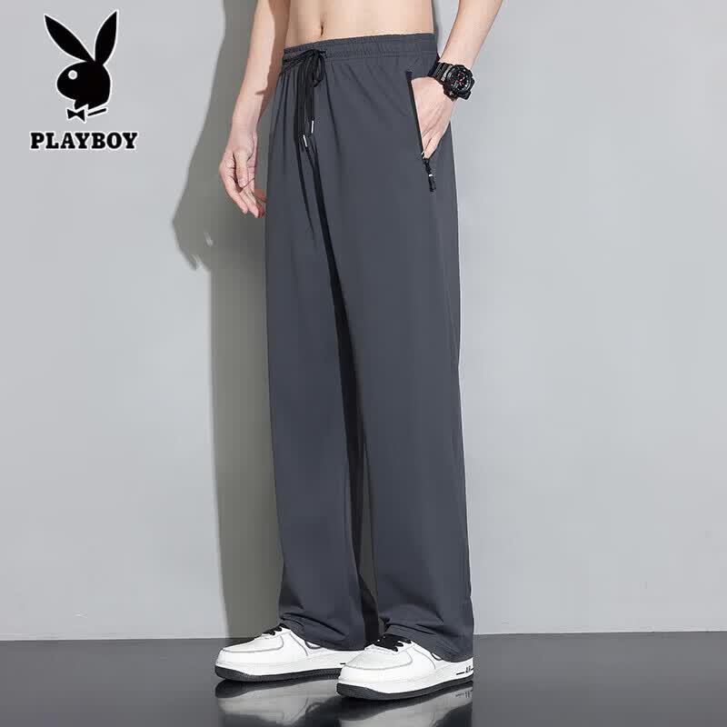 

Playboy Men s Ice Silk Wide-Leg Casual Pants 4XL