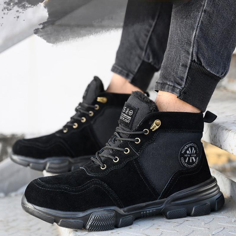 New Autumn and Winter Men's Warm Leather Boots Plus Velvet Thick Men's Non-slip High-top Martin Boots