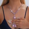 Hot-Selling Green Water Drop Earrings & Necklace Bridal Set - Fashionable Zircon Accessories