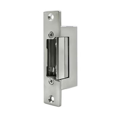 Qoltec Symmetrical Electric Strike with Memory and Lock + Mounting Plate | 12V | Stainless Steel