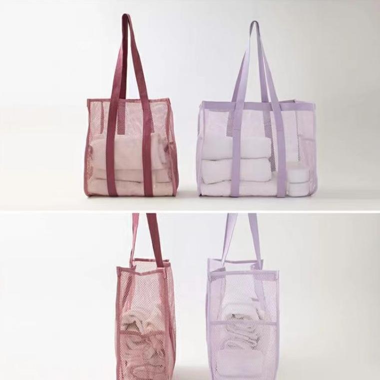 Velkokapacitní prodyšný organizér Síťovina Viditelná taška přes rameno Cestovní vana Mycí vak Plážové plavky Nezbytnost úložné tašky