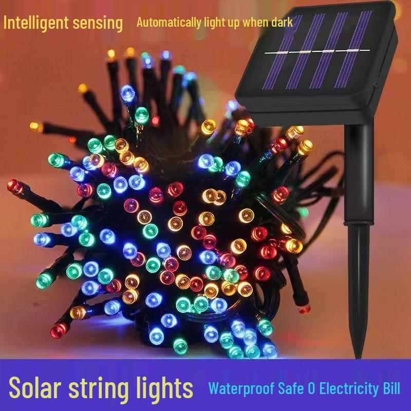 Wodoodporne girlandy LED Gwiaździste Niebo na energię słoneczną - Kolorowe zewnętrzne światła dekoracyjne