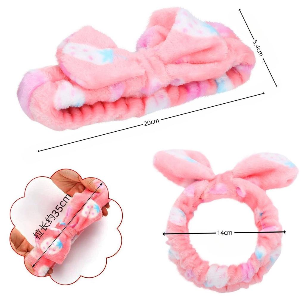 Flannel Bow Women'S Plush Leopard Print Face Wash Headband High Elastic Hair Accessories