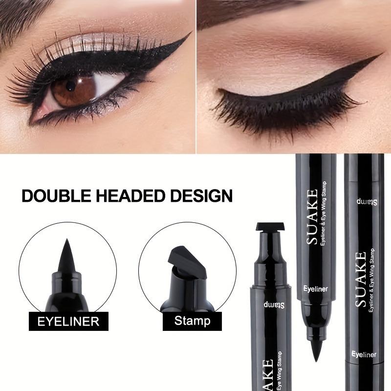 Schwarzer Eyeliner Stempel Dreieck Doppelseitiger Flüssiger Eyeliner Wasserdicht Schweißfest Schnell Trocknender Eyeliner Make-up Stempel Werkzeug Kosmetik