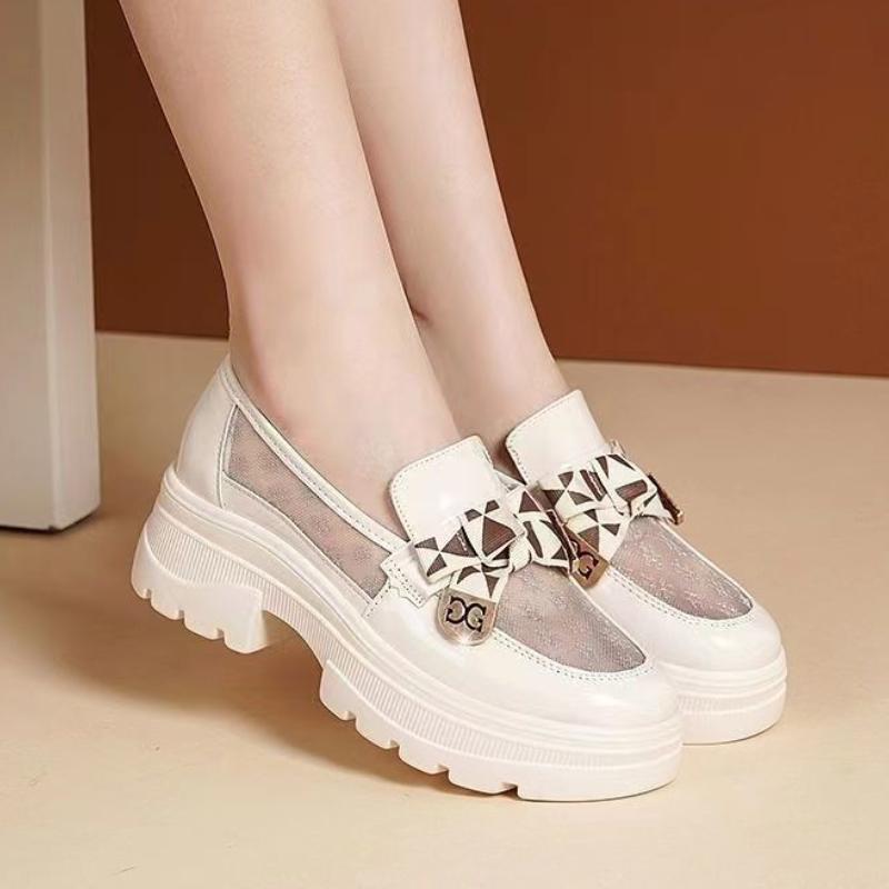 Round Toe Loafers Shoes for Women High Heels Platform Mesh Breathable Woman Pumps Summer 2025 Popular Vacation Shoe On Promotion