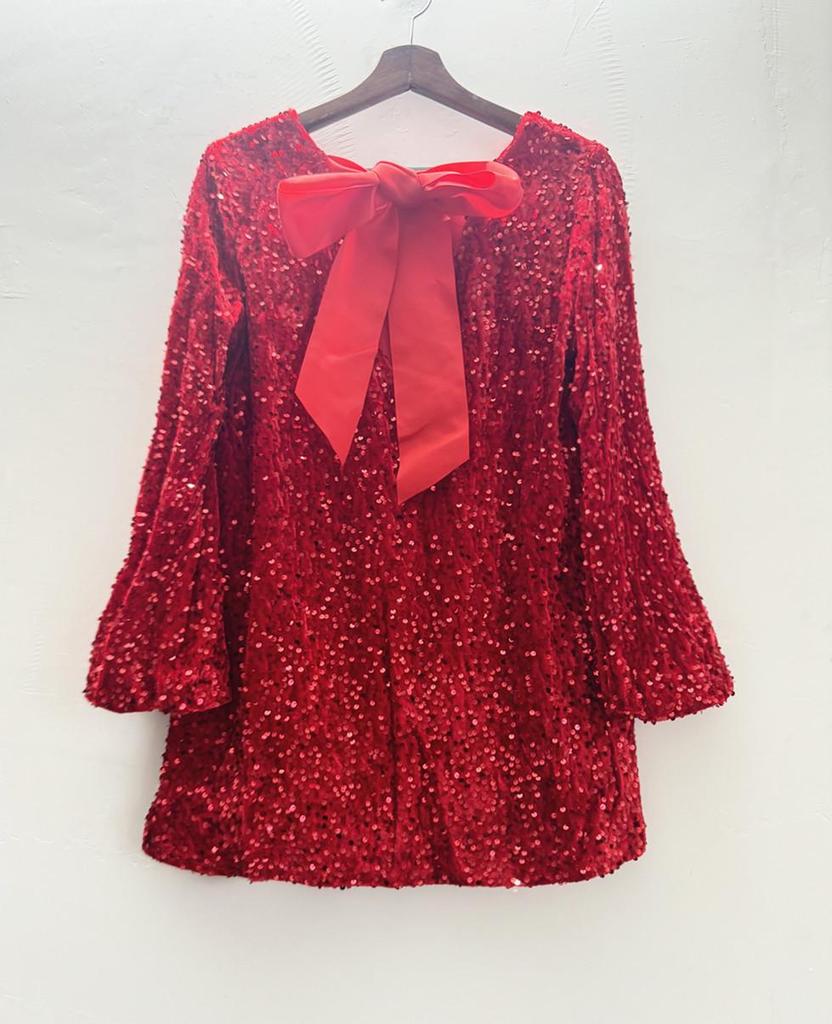 Rochie de damă cu paiete, mărime plus, largă, cu gât rotund și mâneci lungi, Toamnă/Iarnă 2023