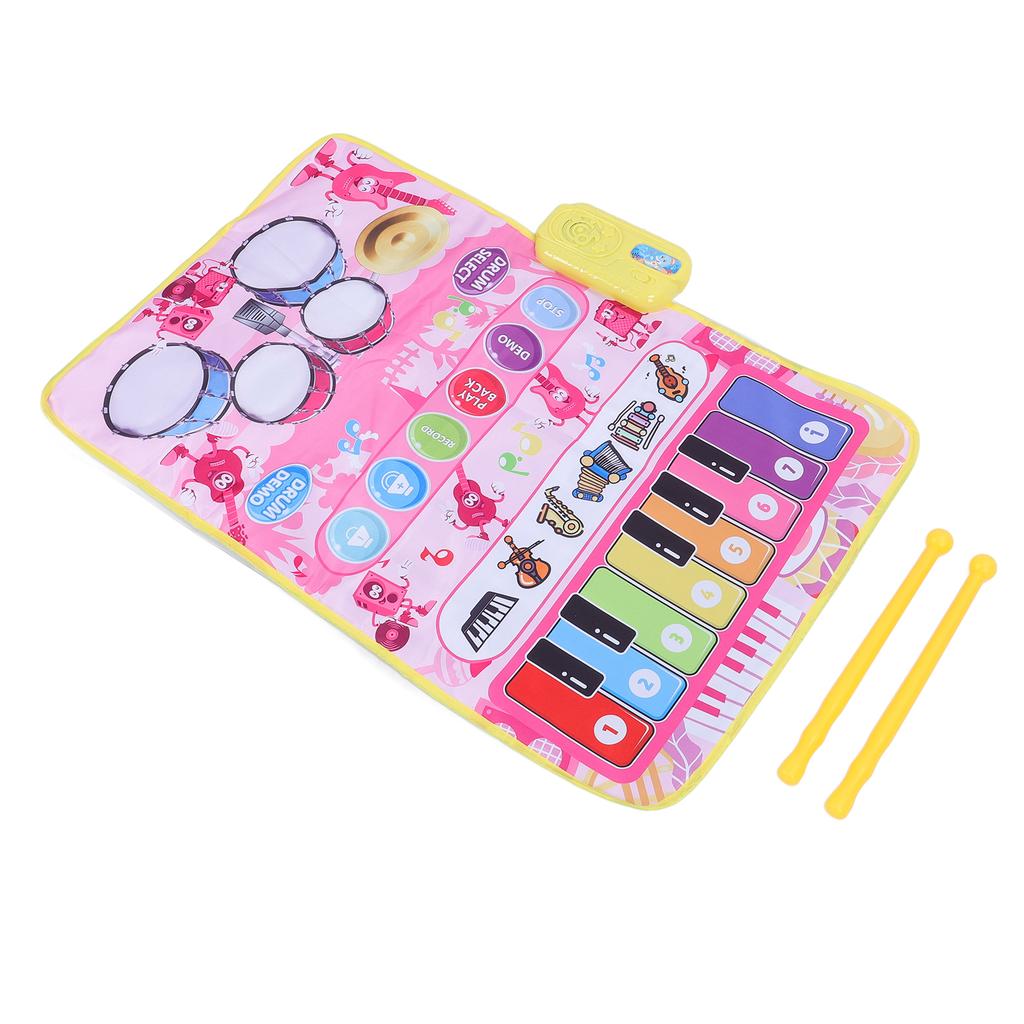 2 in 1 Baby Piano and   Mat 13 Keys 5 Music Instruments Sounds Interactive Game Baby Musical Mat for Toddler