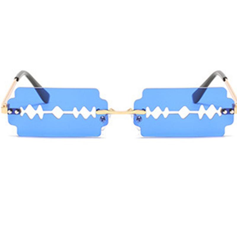 Unique Razor Blade Sunglasses Women Fashion Rimless Y2k Glasses Streetwear UV400 Xmas Gift