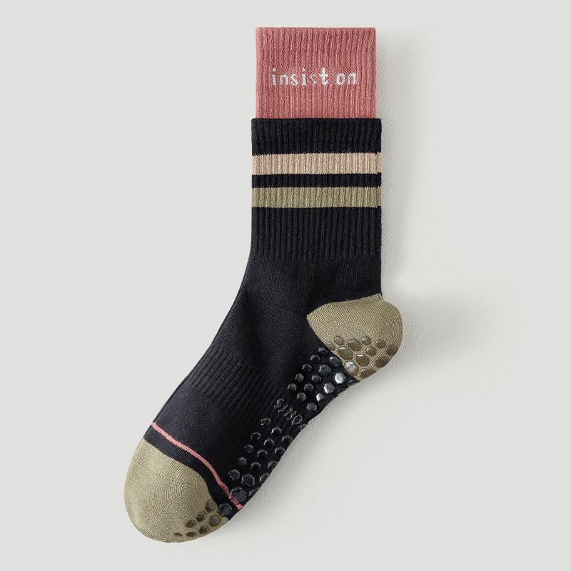 Women's Mid-Calf Non-Slip Yoga Socks - Pure Cotton, Silicone Grip, Seamless for Pilates and Indoor Fitness